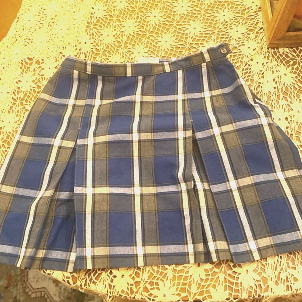 Schoolbelles Style 1521 Two Kick Pleated School Uniform Skirt Plaid Size 14
